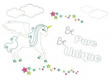 Kleine Stickserie Einhorn - Be pure Be unique
